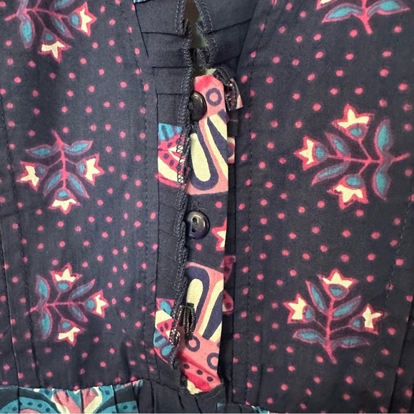 Caroline Constas Women’s Navy Blue Ruffle Sleeve Half Moon Print Dress Sz S NWT - Picture 5 of 12